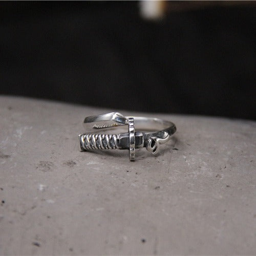 925 Sterling Silver Samurai Sword Ring for Men