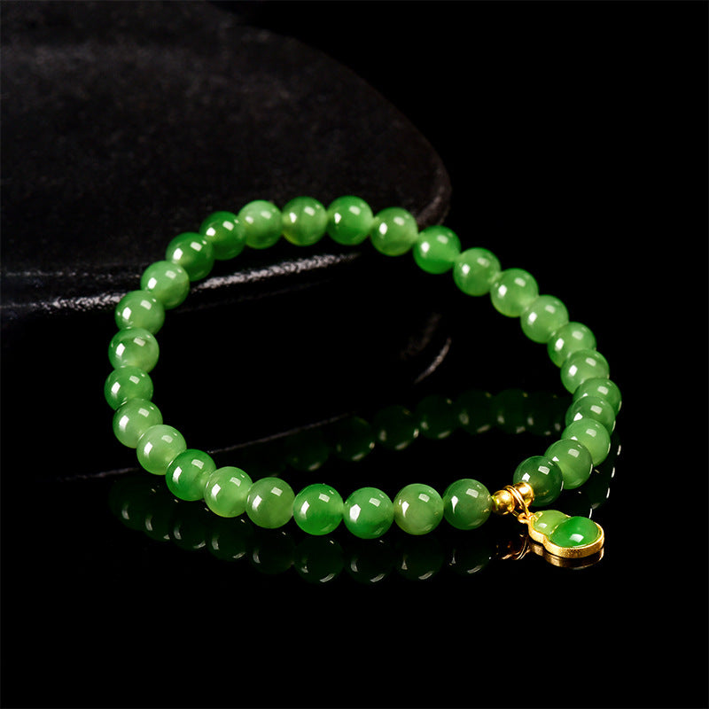 Natural A-Grade Hetian Green Jade Gourd Bracelet – Lucky Charm for Women