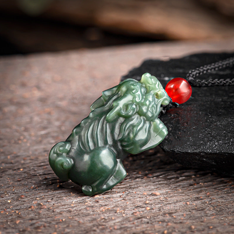 Natural Hetian Jade Wealth Pi Xiu Pendant – Prosperity and Protection