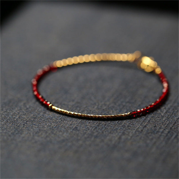 Faceted Red Spinel Bracelet 14K Gold-wrapped Accessories Fine Jewelry Simple and Light Luxury