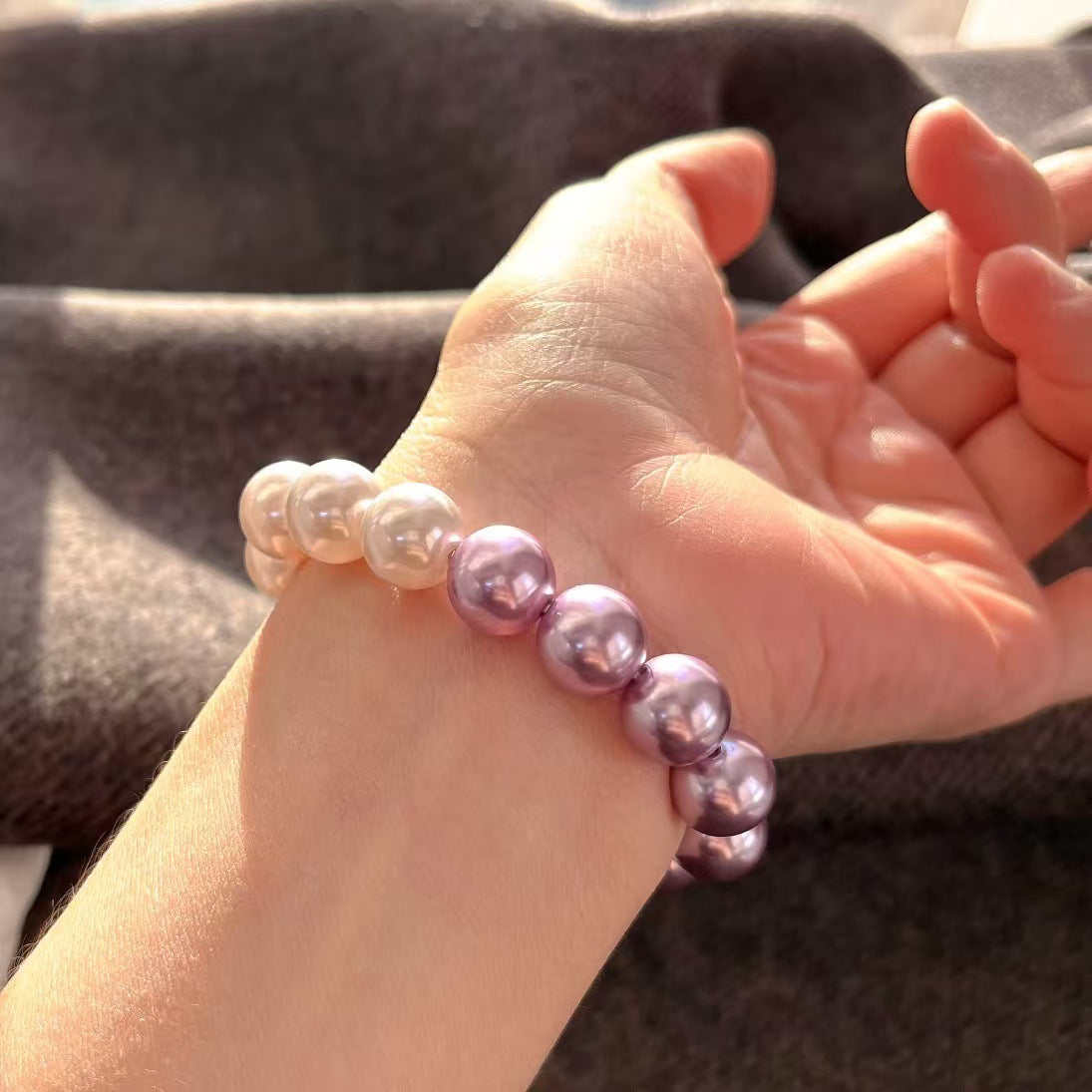 10mm High Quality Artificial Crystal Pearl Bracelet Gradient Color bracelet