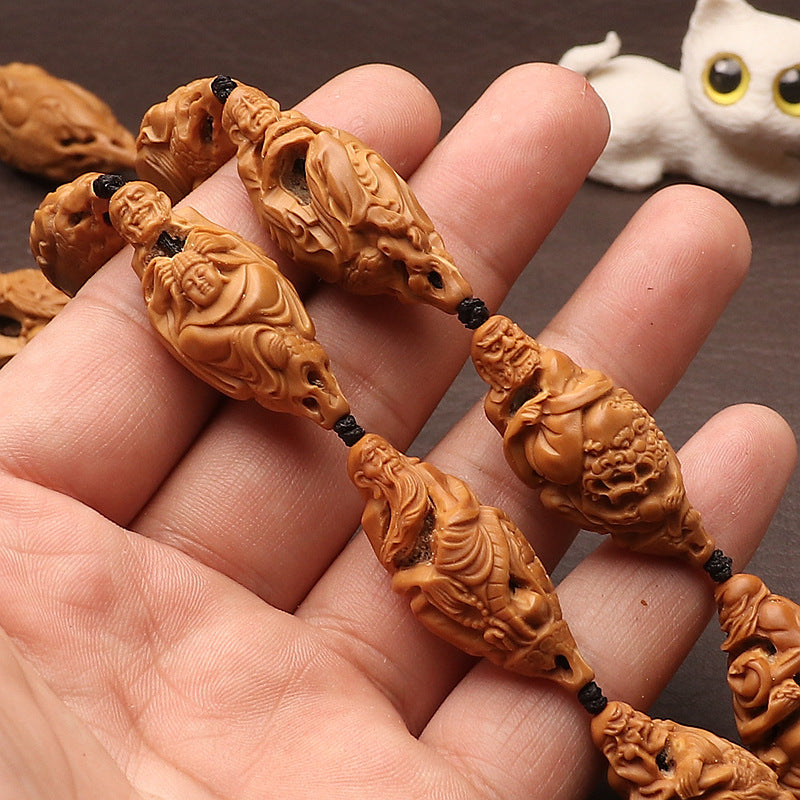 Natural Olive Pit Hand-carved Eighteen Arhats Men’s Pendant