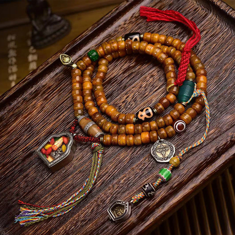 Tibetan Camel Bone 108 Mala Beads – Handcrafted Prayer Necklace