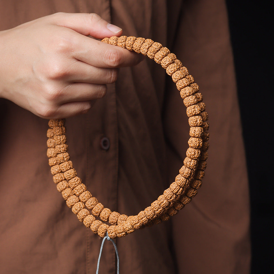Tibetan Style Little Rudraksha 108 Mala Beads Bracelet