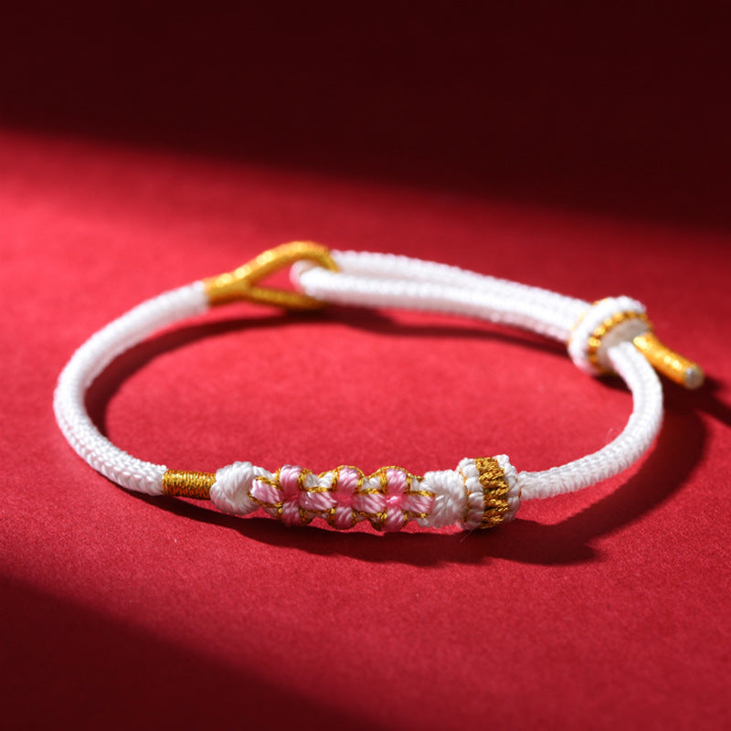Peach Blossom Knot Red String Bracelet Couples Adjustable Handmade DIY Braided Bracelet