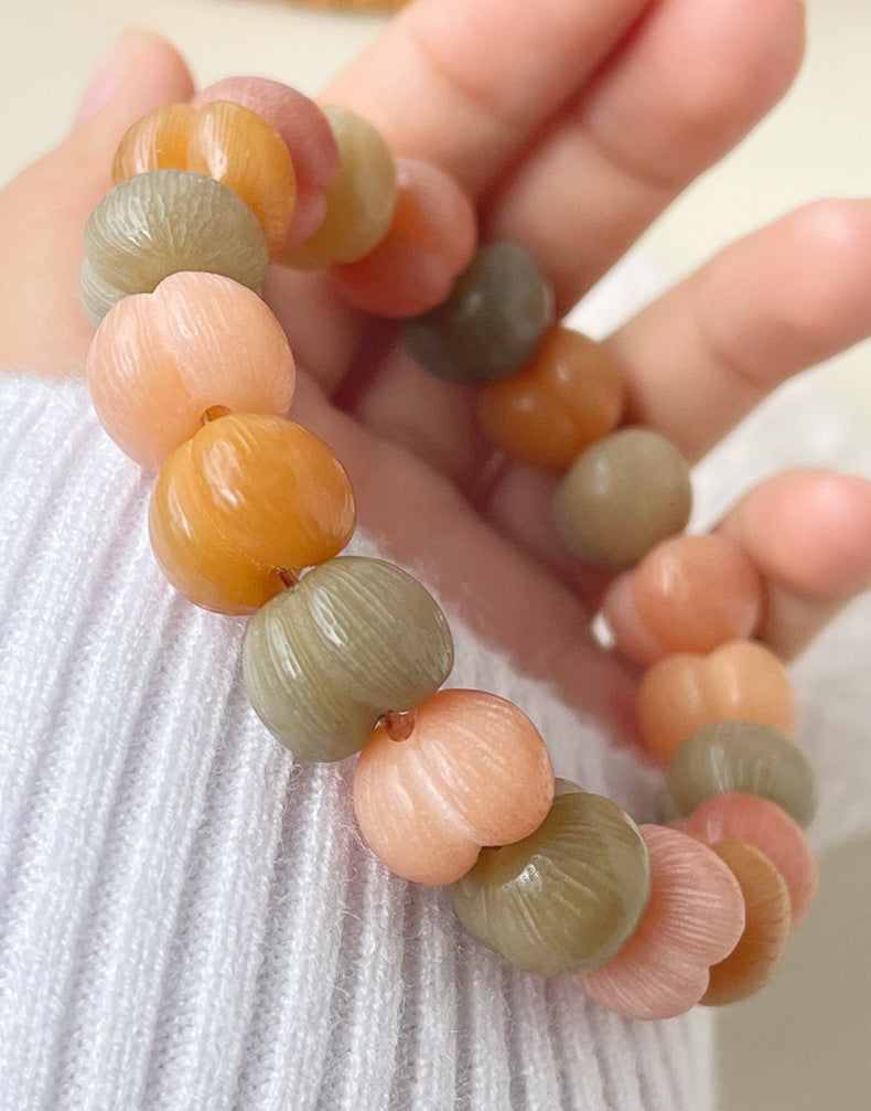 Peach Butt-shaped Bodhi Fidget Bracelet – Colorful Stress Relief Beads