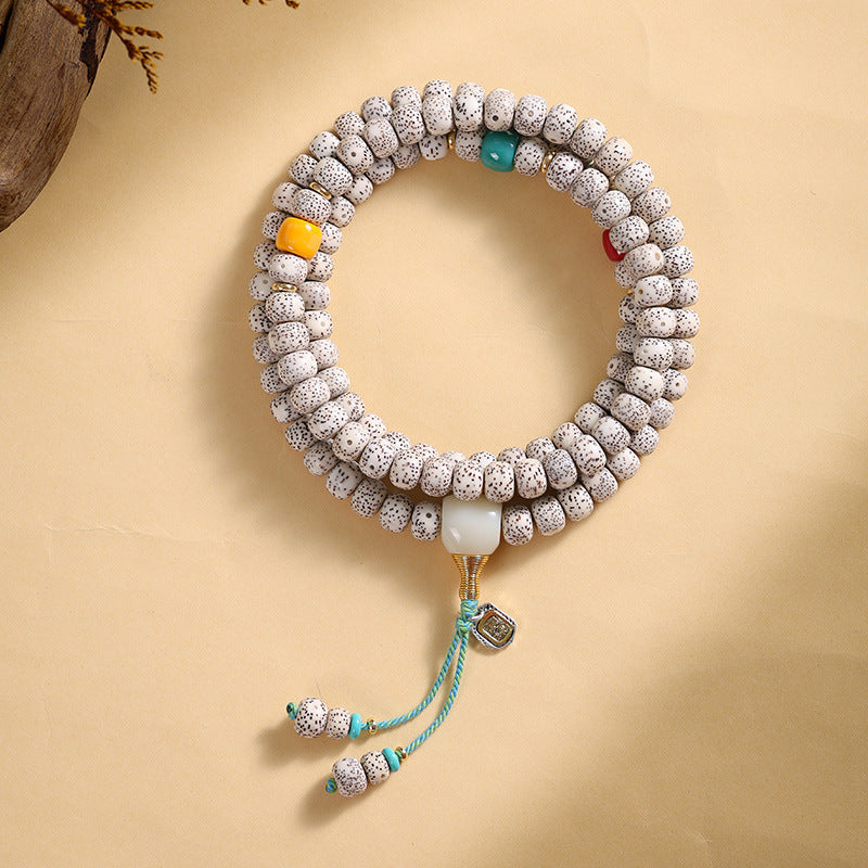 Natural Hainan Shunbai Star Moon Bodhi 108 Mala Beads