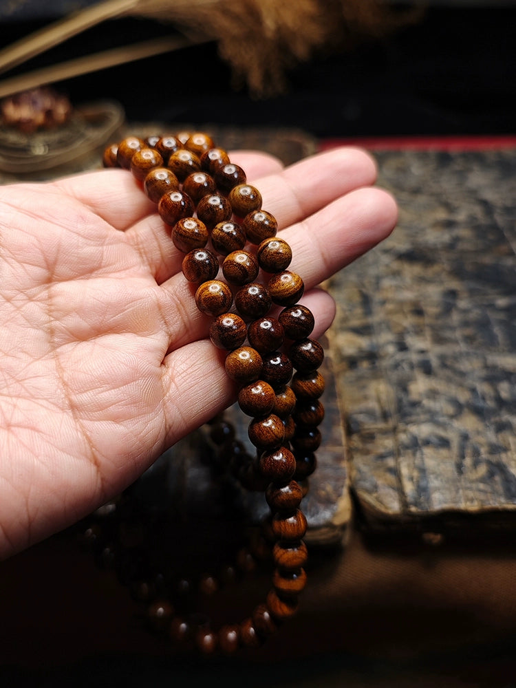 108 Beads of Myanmar Rosewood 108 Rosary Beads Mala Beads