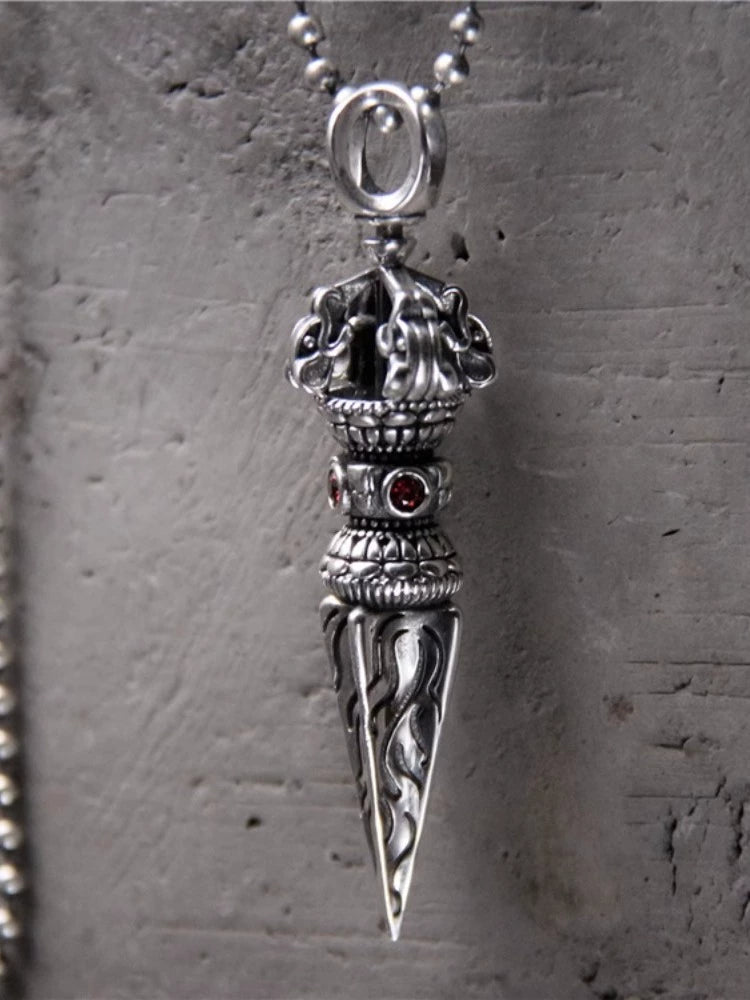 S925 Sterling Silver Body Protector Vajra Pestle Pendant