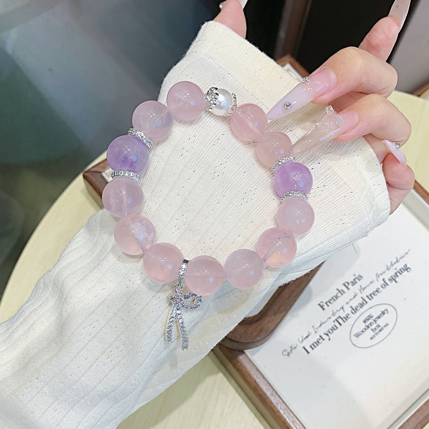 High-Quality Natural Pink Crystal Bracelet – Handmade DIY Customizable Jewelry