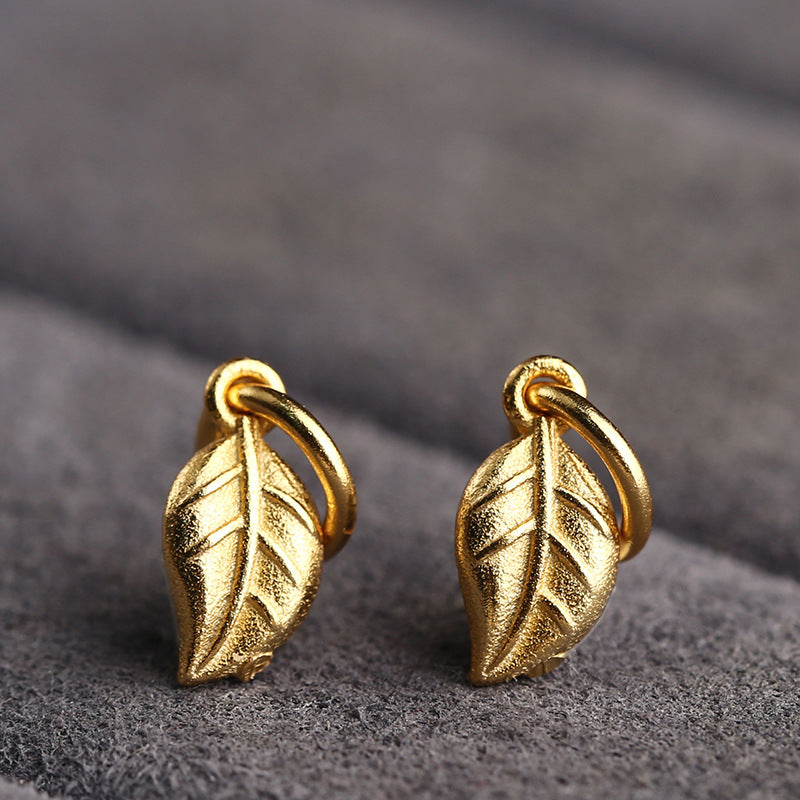 S925 Silver, Leaf Small Tag Silver Gold-plated DIY Jewelry Accessories