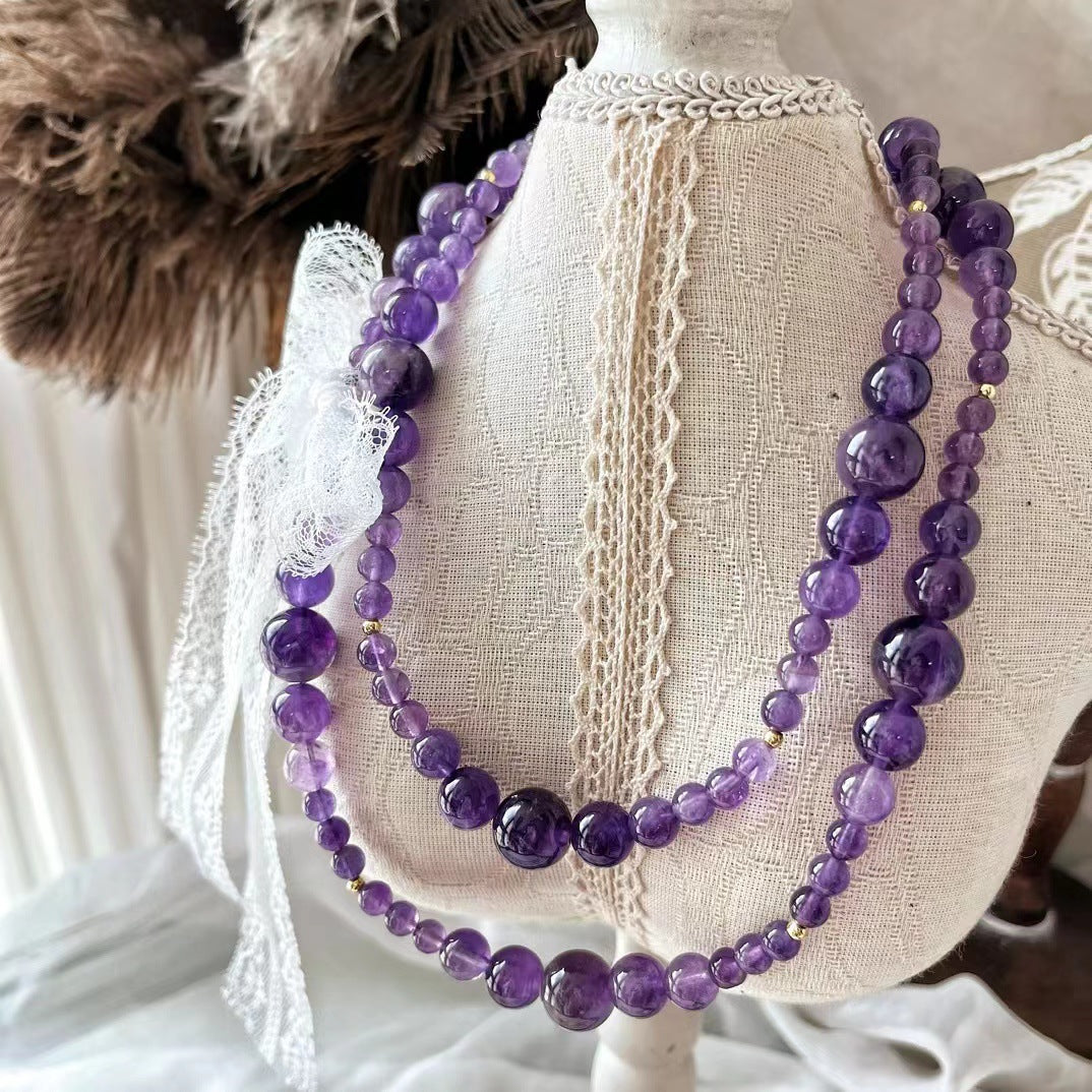 Natural Amethyst Necklace Handmade Clavicle Chain Necklace for Women