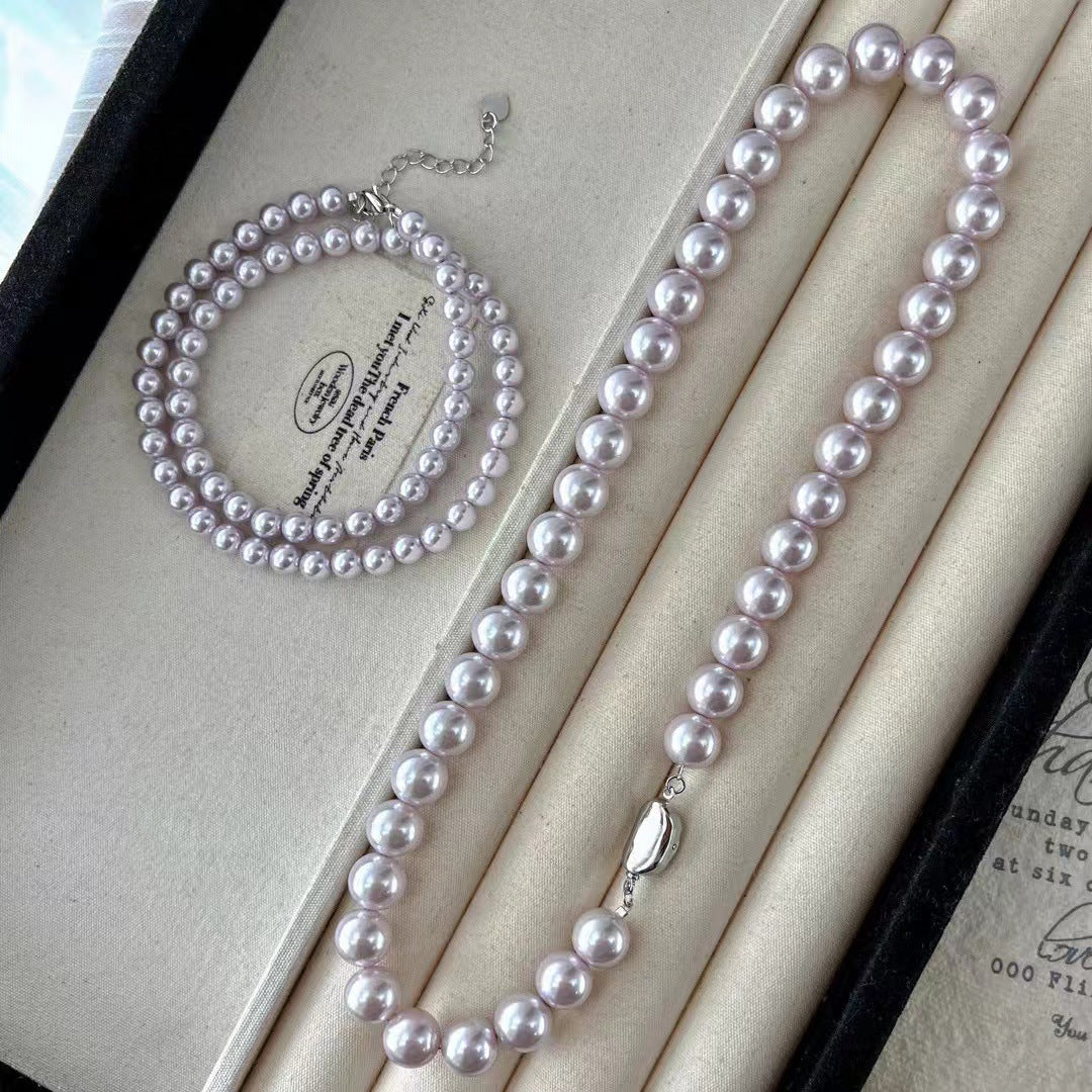 Vintage Artificial Pearl Necklace Large Millet Pearl Manta Rose Style for Women