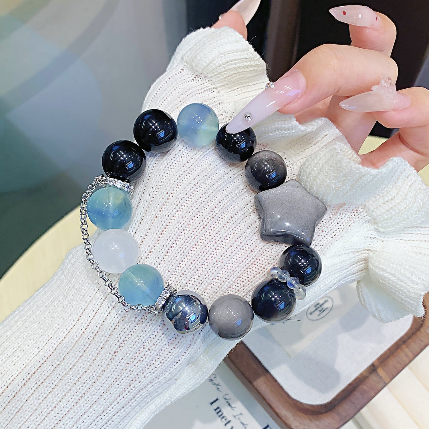 Premium Silver Sheen Obsidian Bracelet – DIY Customizable Design