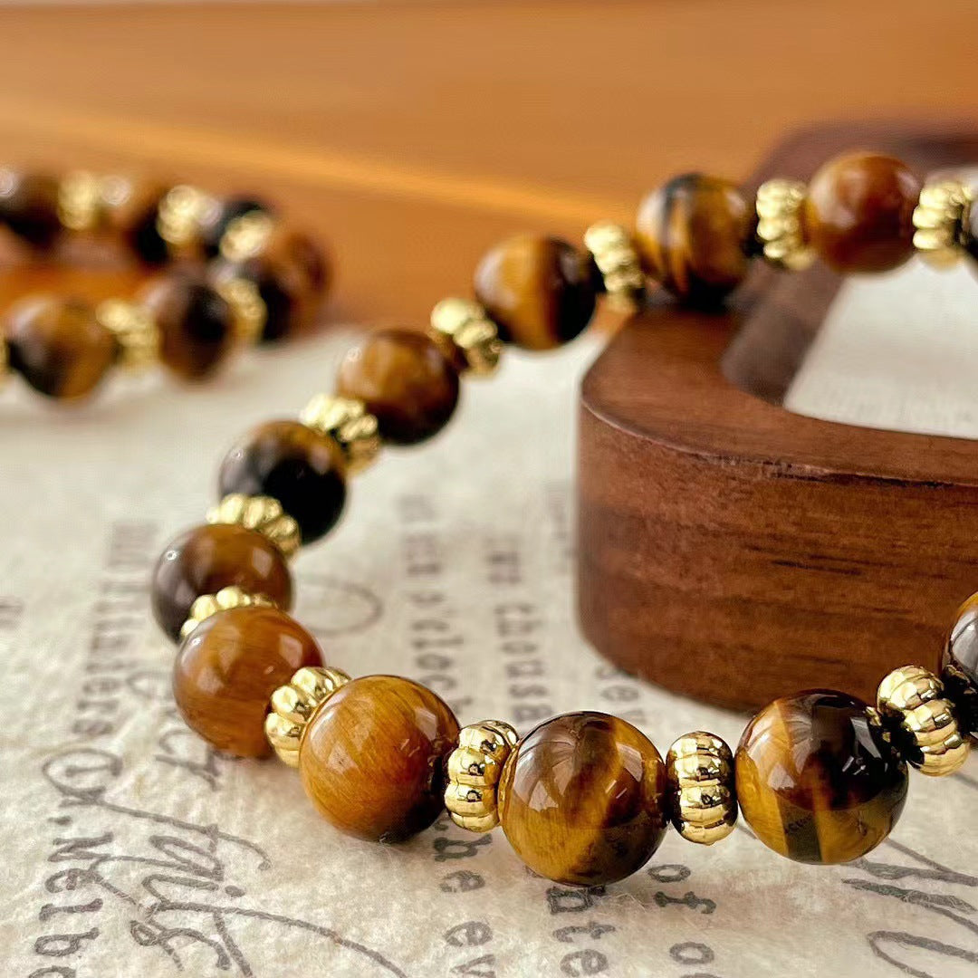 Vintage Maillard Style Natural Tiger's Eye Stone Bracelet