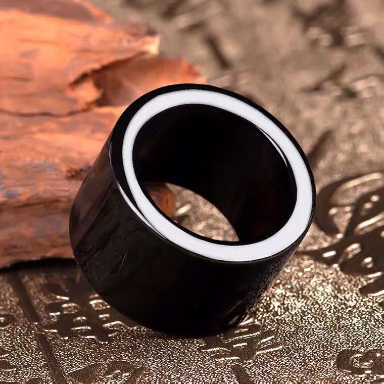 Premium Natural A-Grade Black Jadeite Ring for Men