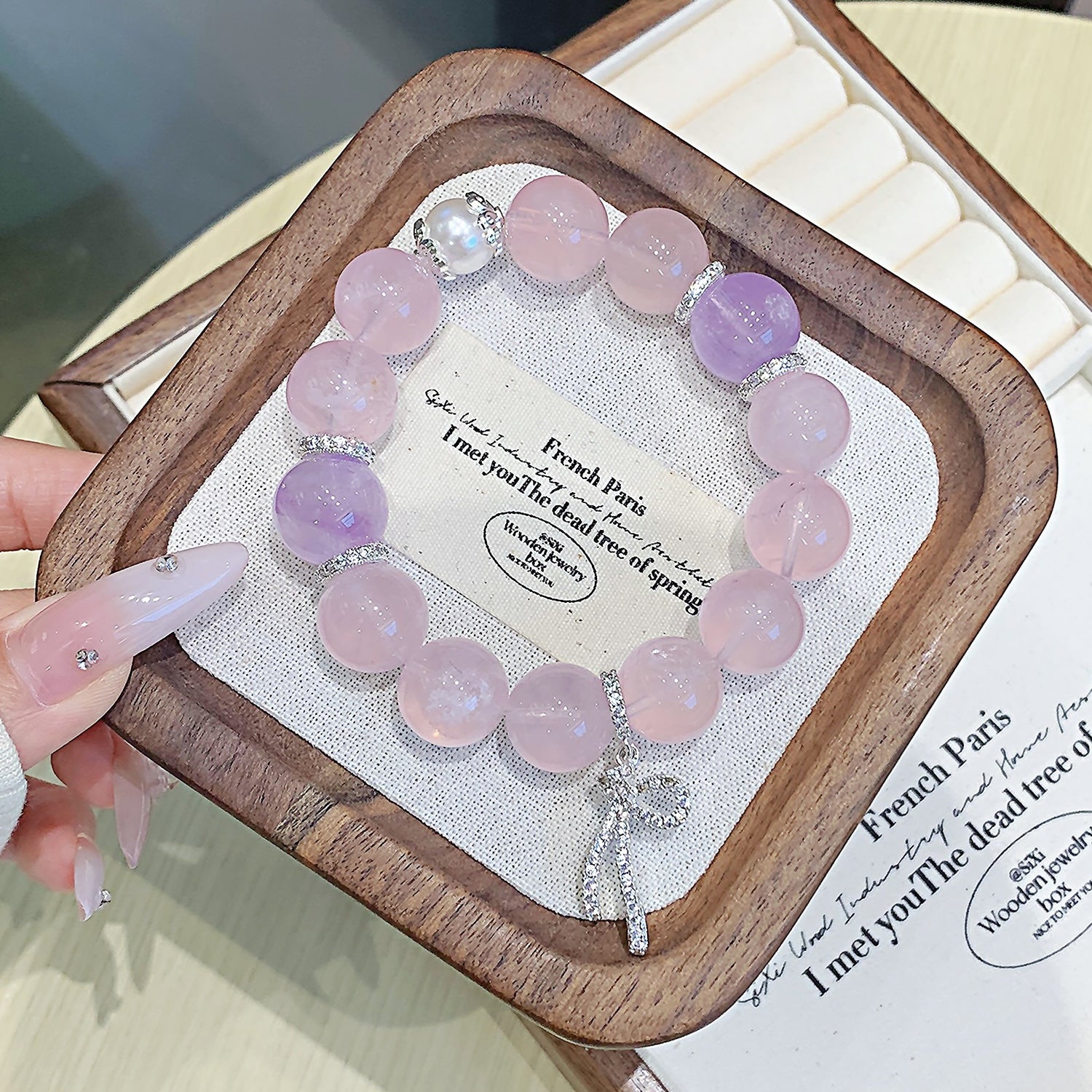 High-Quality Natural Pink Crystal Bracelet – Handmade DIY Customizable Jewelry