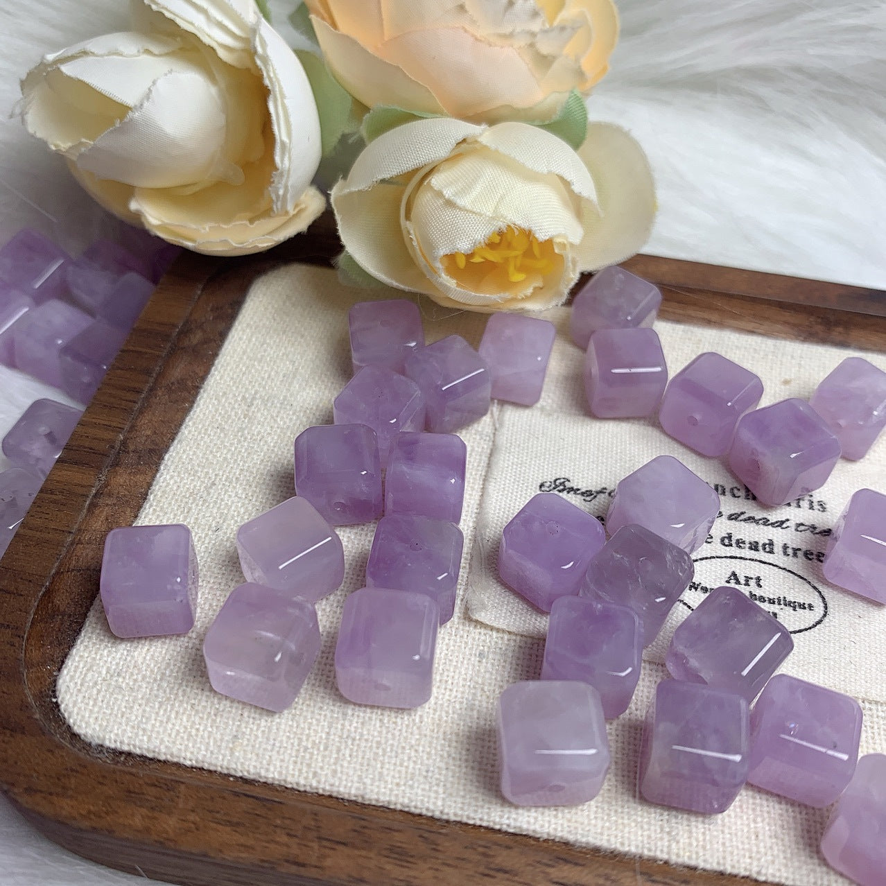 Natural Lavender Sugar Cube Quartz Bracelet Beads – DIY Accessories
