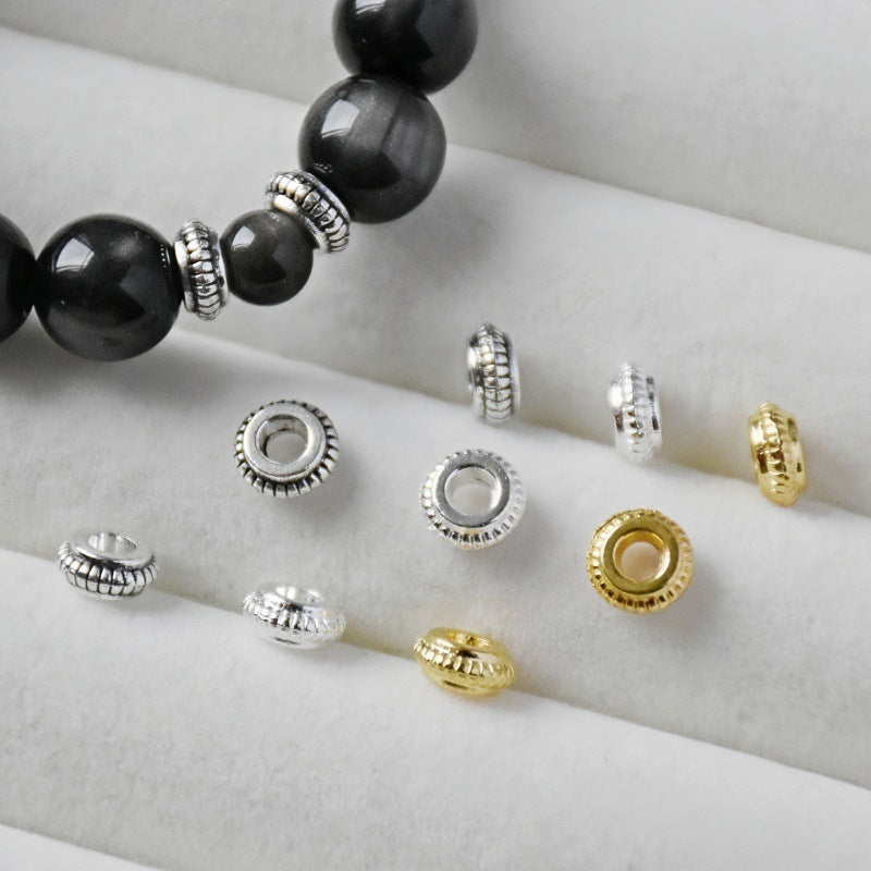Tibetan Silver Alloy Spacer Beads – 7mm Wheel-Shaped Beads for DIY Bracelets & Jewelry Making