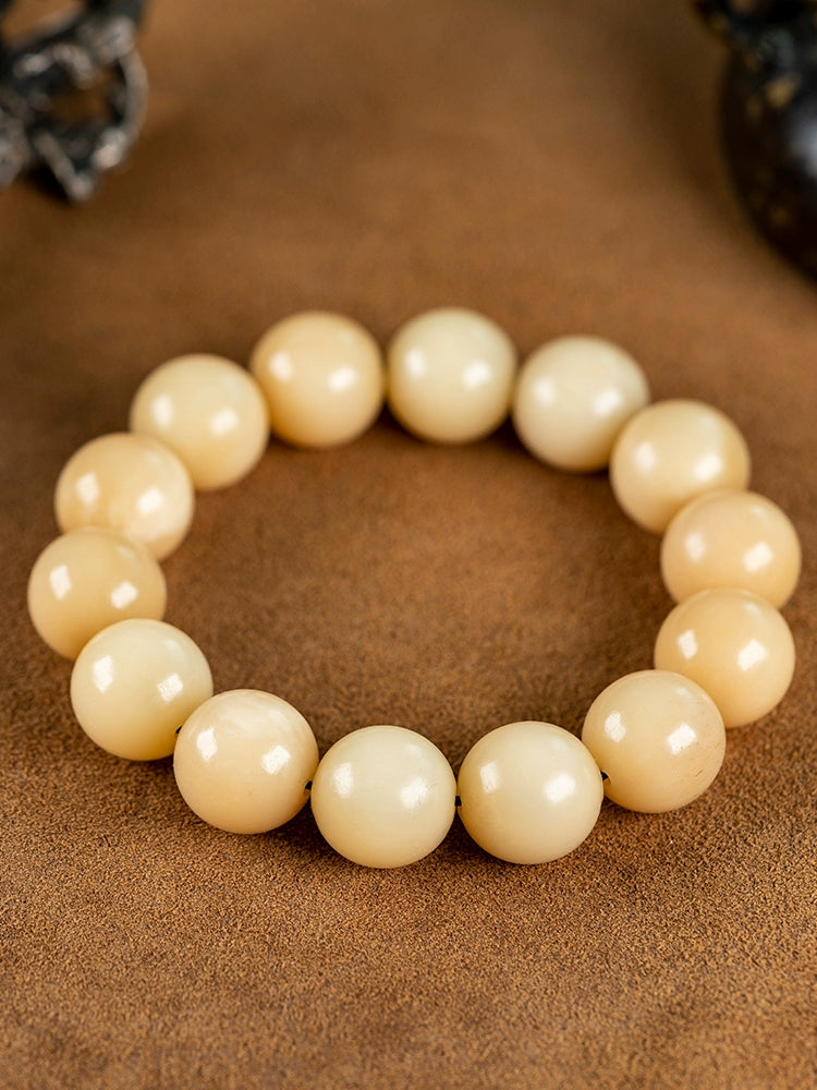 Natural Old Camel Bone Buddha Bead Bracelet 15-16mm