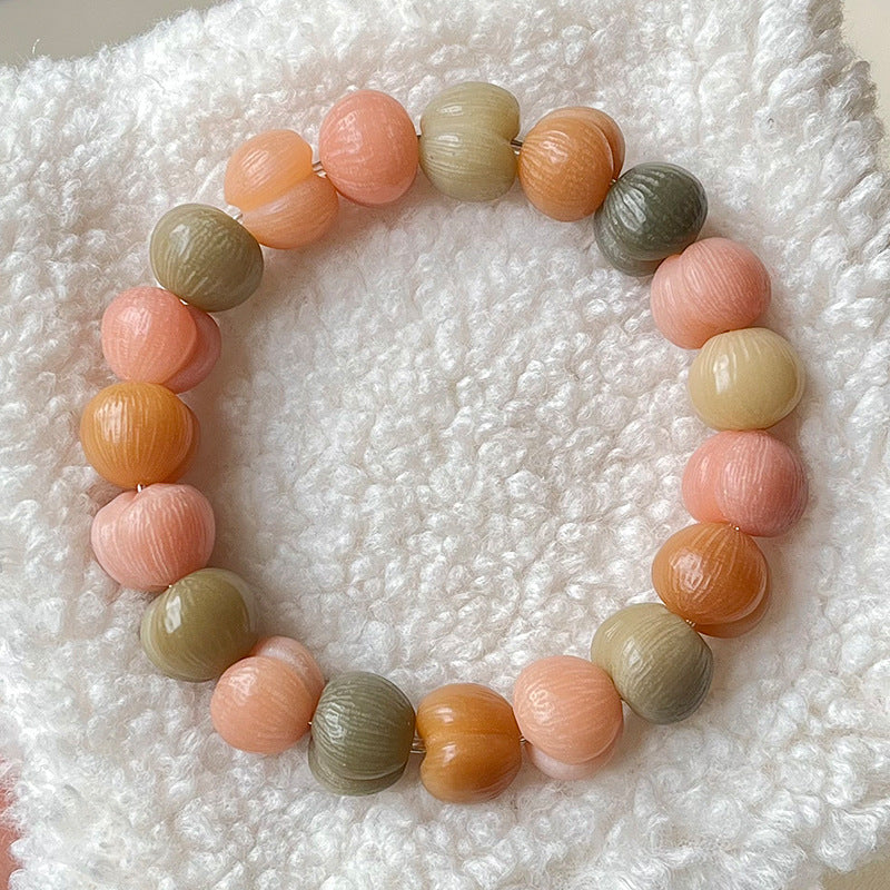 Peach Butt-shaped Bodhi Fidget Bracelet – Colorful Stress Relief Beads