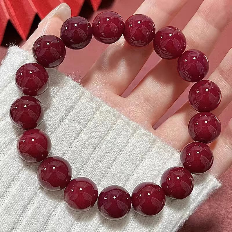 Cherry-colored Large Bodhi Seed Bracelet