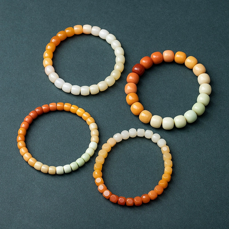 Natural Myanmar Yellow Jade Multi-Color Gradient Bracelet
