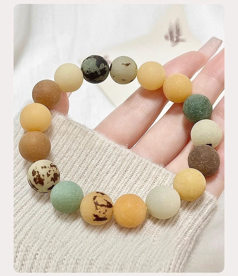 Natural Skin Bodhi Seed Polished White Jade Bodhi Bracelet