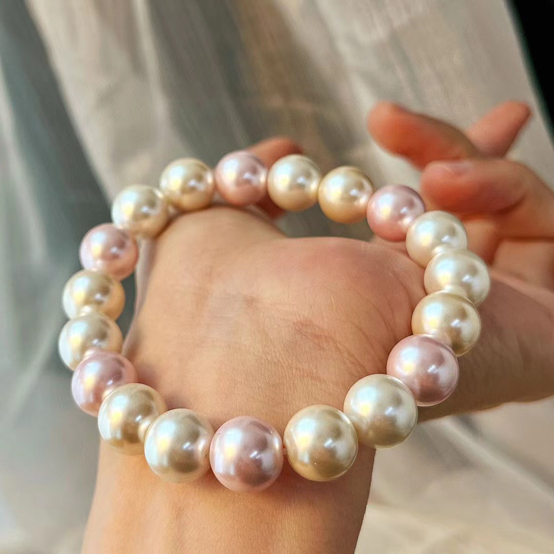 Vintage High Quality Faux Pearl Bracelet Warm Color Maillard Style Imitation Pearl Bracelet