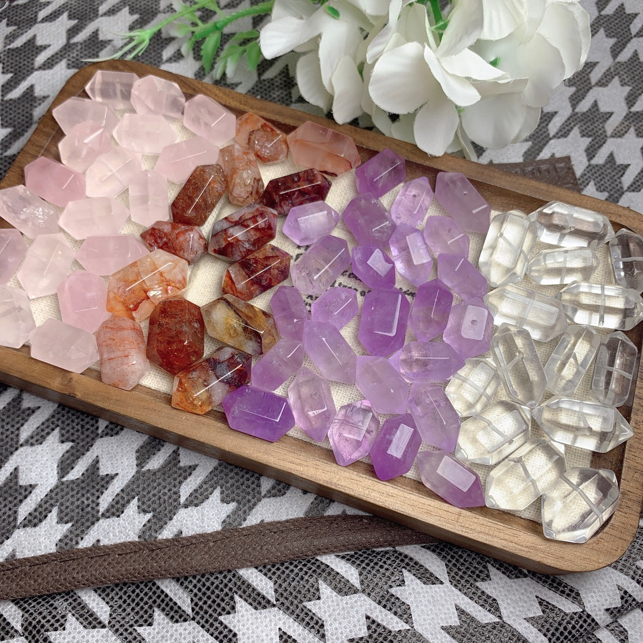 Natural Hematoid Quartz, Amethyst, Clear Quartz, and Rose Quartz Beads – DIY Jewelry Accessories