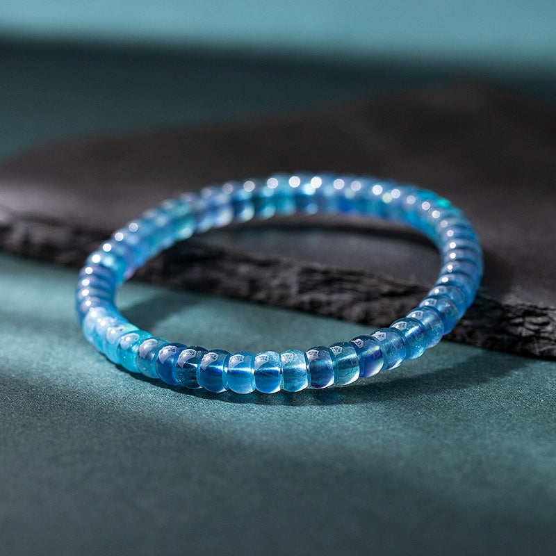 Natural Deep Blue Sapphire Straight-Cut Thin Slice Bracelet