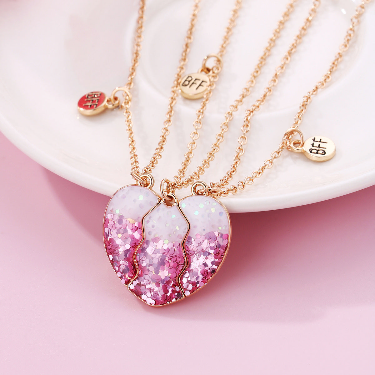 Children's Cute Alloy Drip Oil Necklace Set for Best Friends