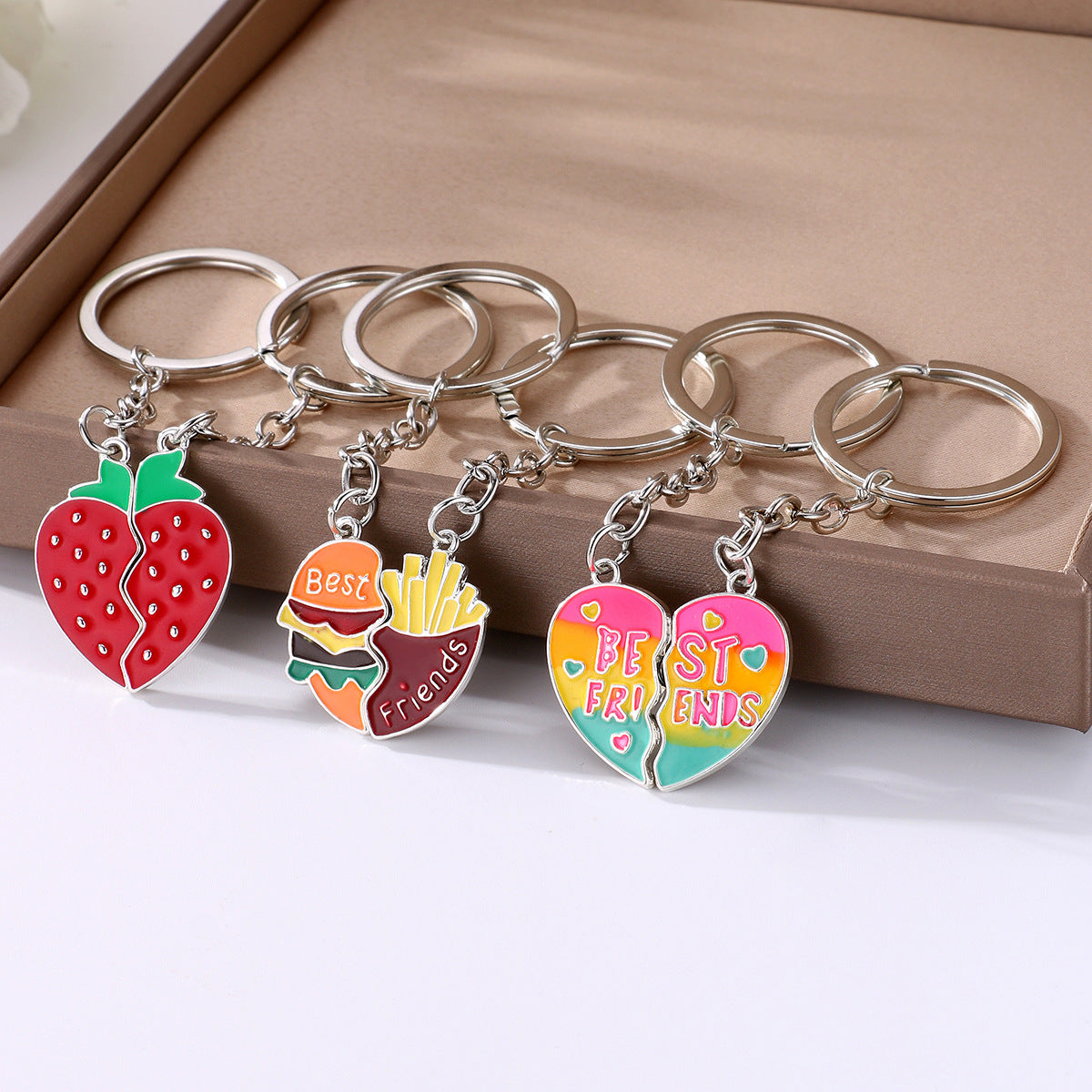 Cute Heart Alloy Magnetic Keychain Pendant for Couples