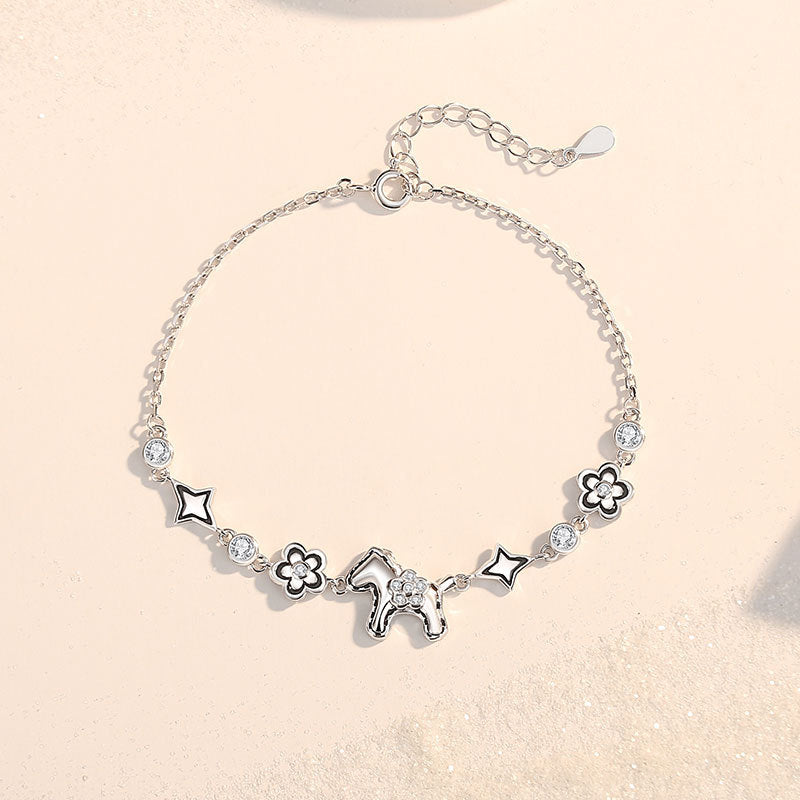 Year of the Horse Fortune Bracelet, S925 Silver Horse Design Jewelry
