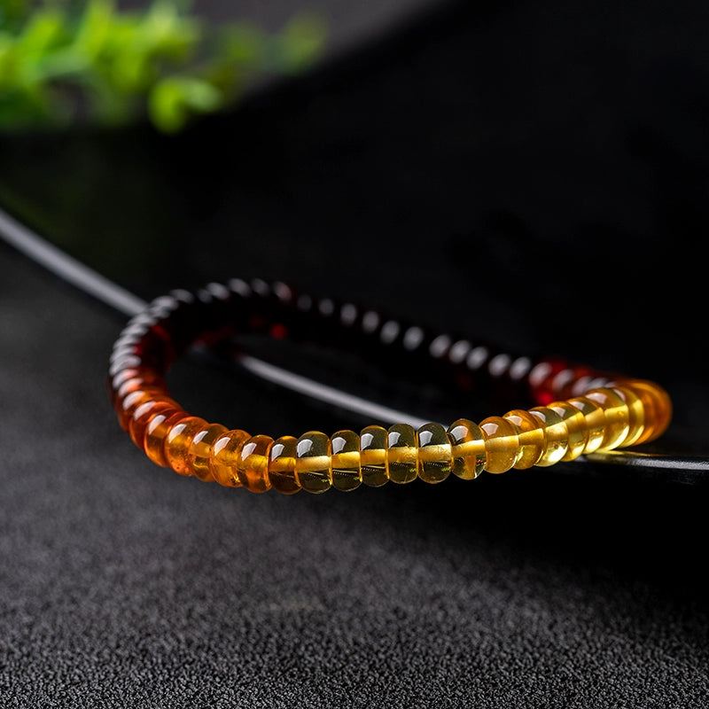 Natural gold amber and beeswax Abacus Bead Disc Spacer Bracelet