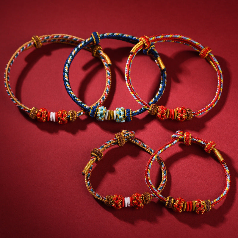 Handmade Lily of the Valley Knot Braided Red String Couples Bracelet