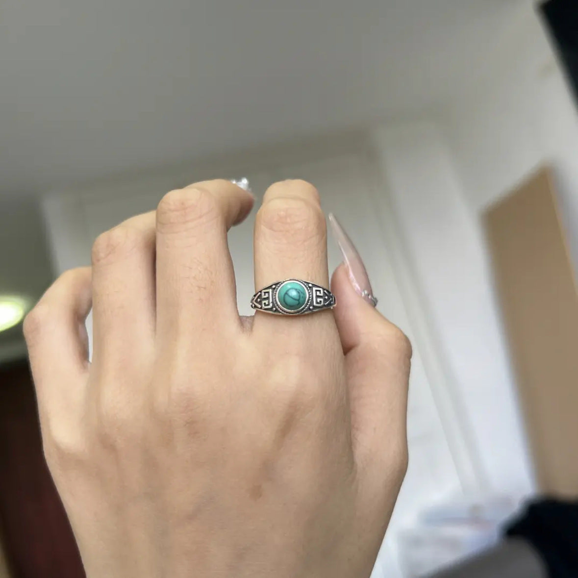 S925 Sterling Silver Vintage Red Agate Open Ring – Minimalist Band for Women