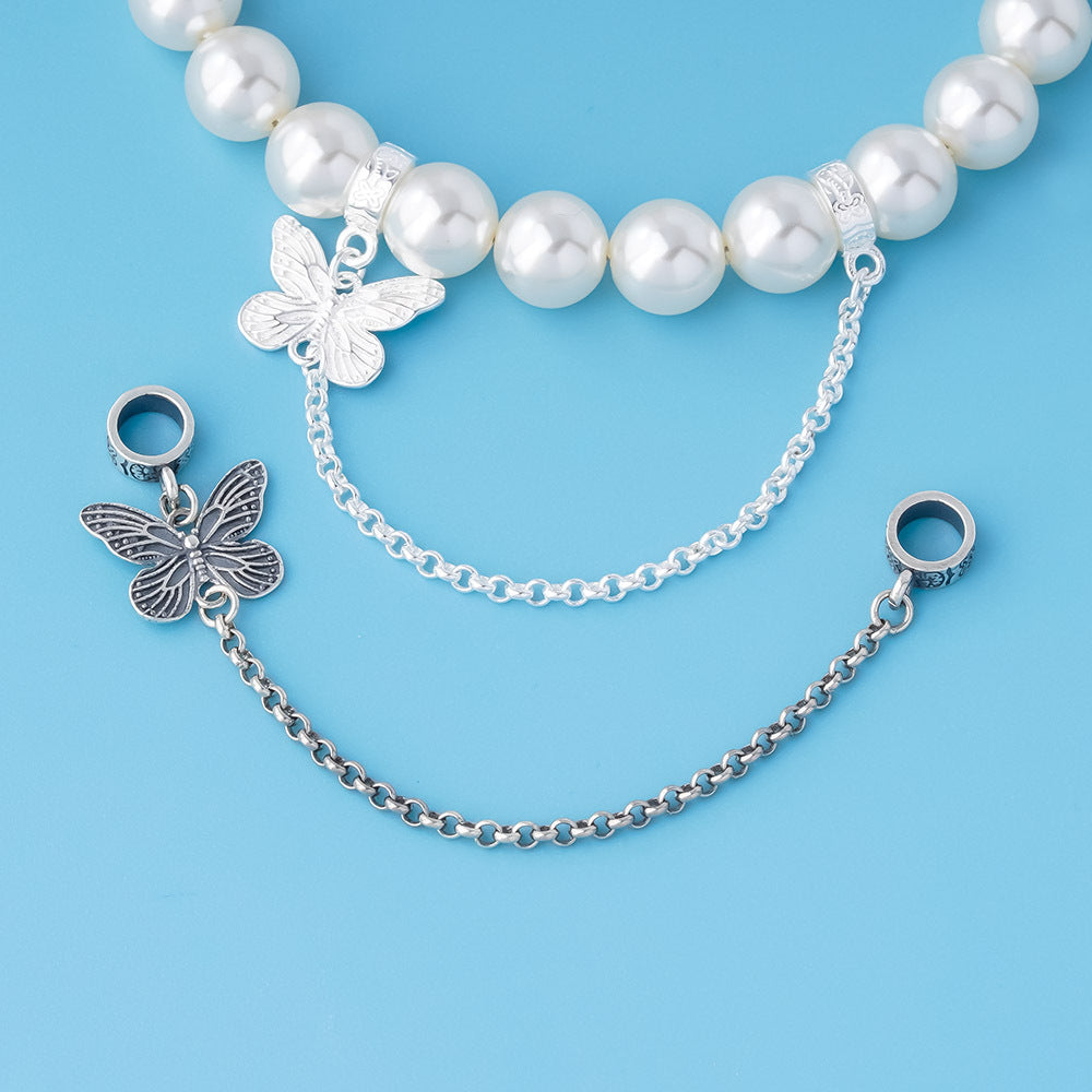 S925 Sterling Silver Double-Ring Butterfly Spacers Charms – DIY Crystal Bracelet Accessories