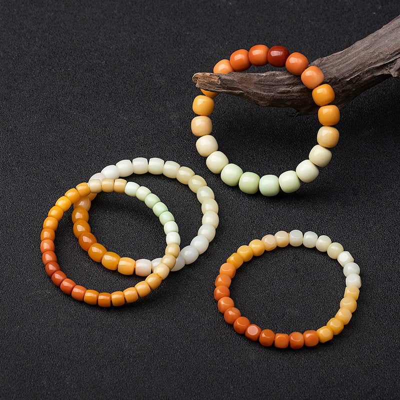 Natural Myanmar Yellow Jade Multi-Color Gradient Bracelet