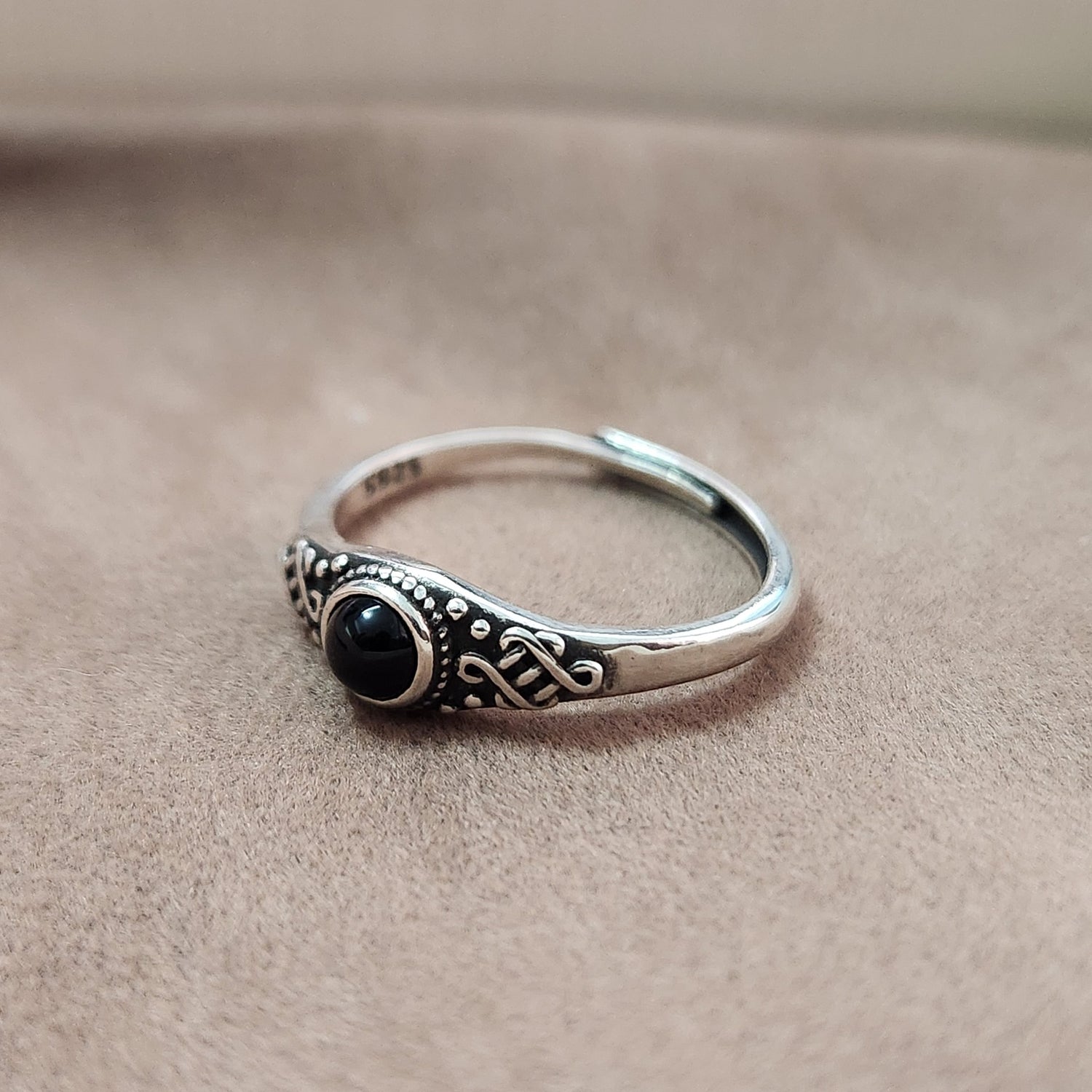 S925 Sterling Silver Vintage Adjustable Agate Turquoise Ring