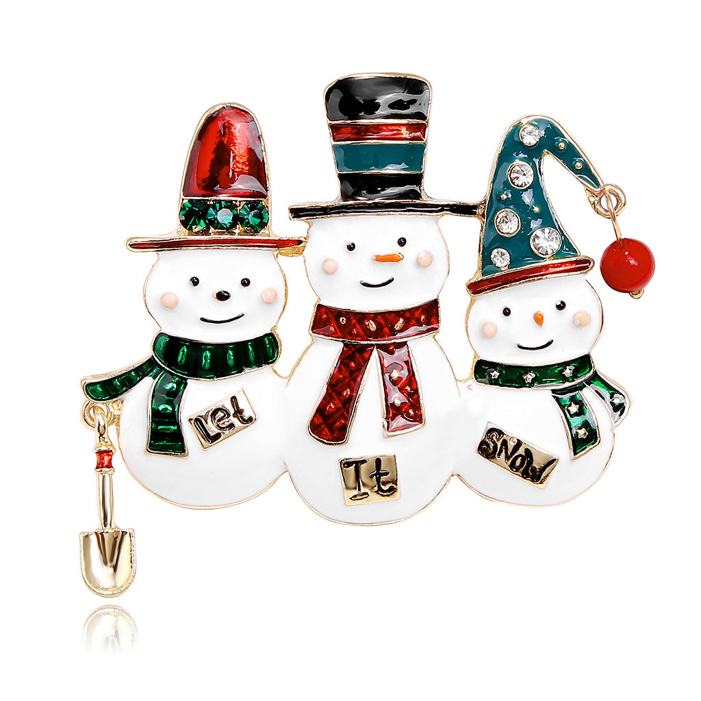 Three snowmen cartoon cute brooches for Christmas