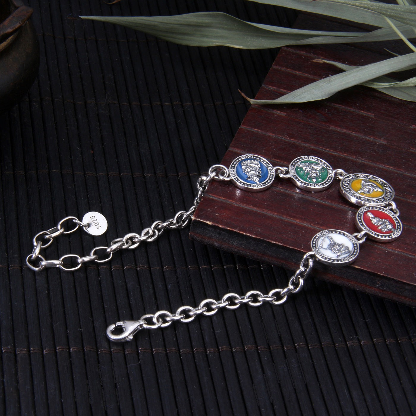 925 Sterling Silver Double-Sided Five Wealth Gods Bracelet