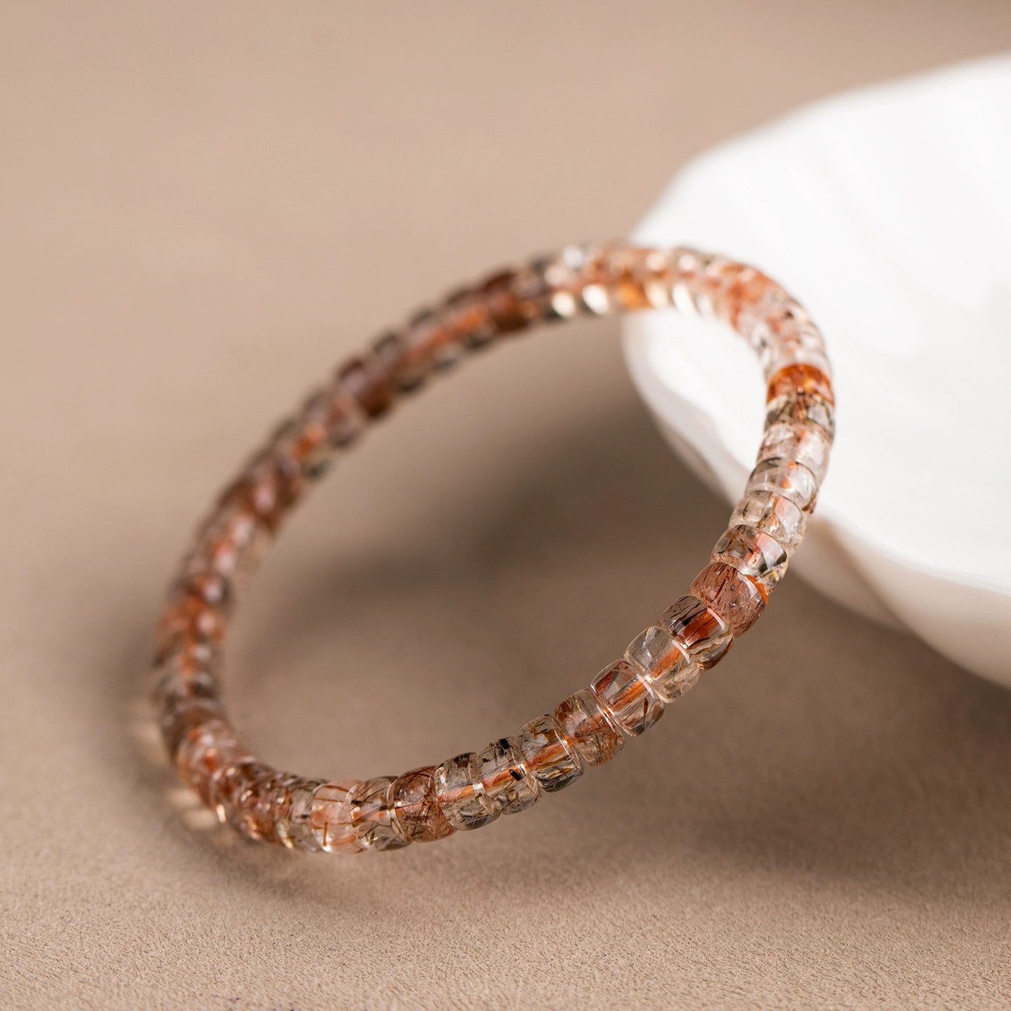 Natural Black Gold Super Seven Quartz Straight-Cut Thin Slice Bracelet