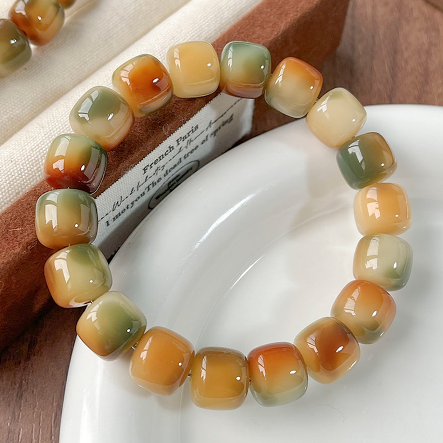 Dunhuang Flower-Skin Bodhi Bracelet – Natural Barrel Beads Fidget Prayer Beads