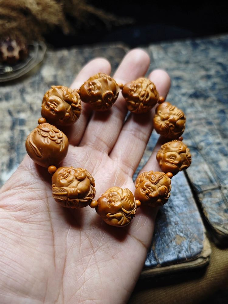 Buddha3bodhi Carved Raw Olive Pits Maitreya Buddha Bead Bracelet