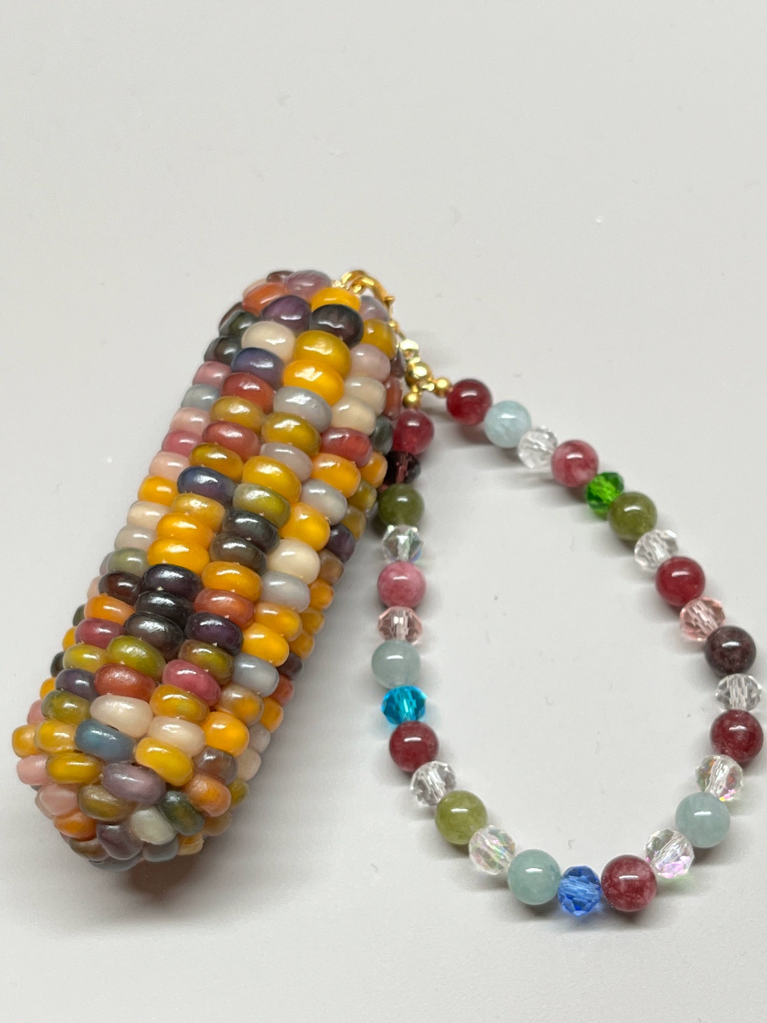 Multicolored Gemstone Corn Ornament for Mindfulness and Meditation