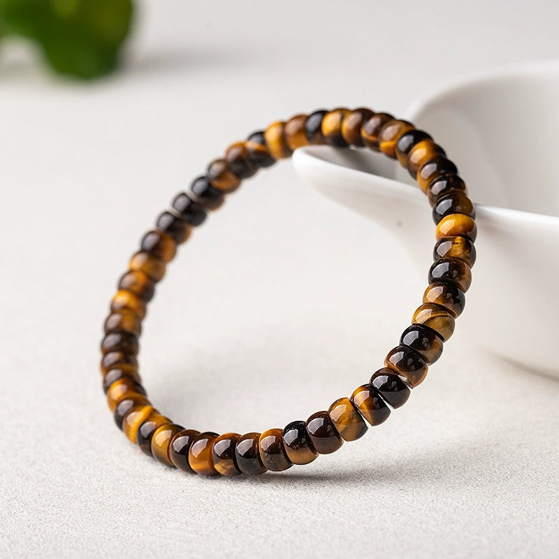 Natural Yellow Tiger’s Eye Precision Straight-Cut Thin Slice Bracelet