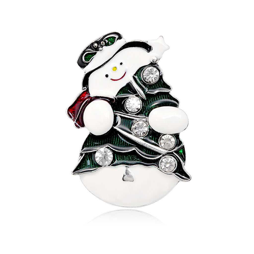 Rhinestone Snowman Brooch Festive Christmas Accessories Brooch