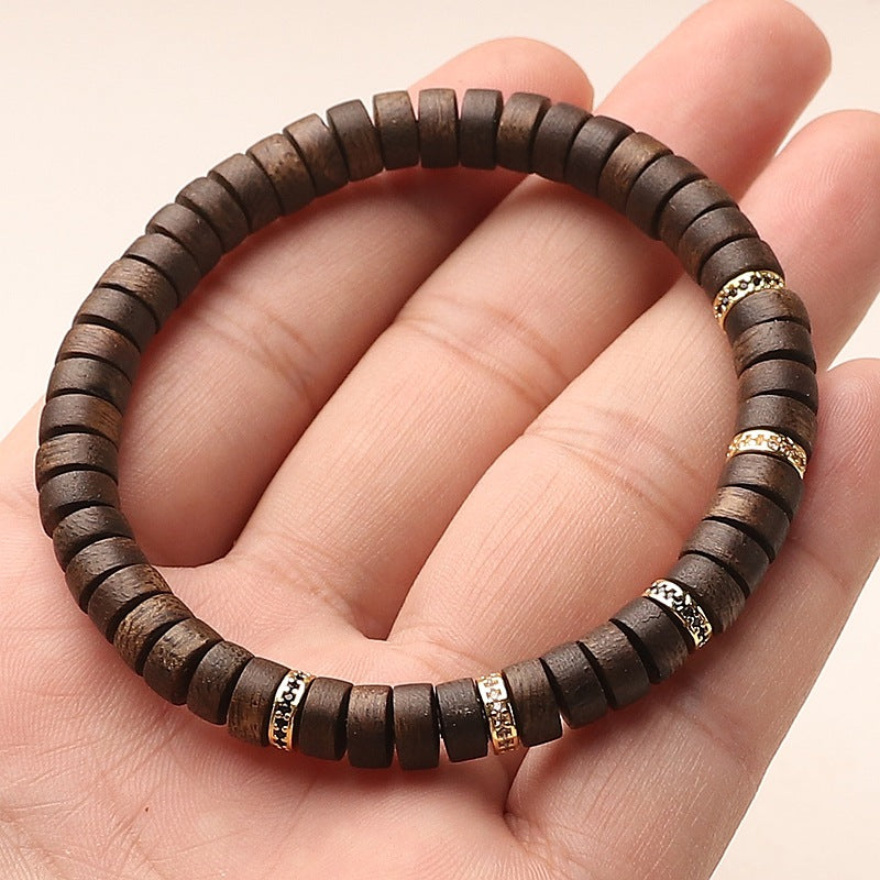 Natural Qi Nan Agarwood Thin Slice Bracelet Unisex Beaded Bracelet