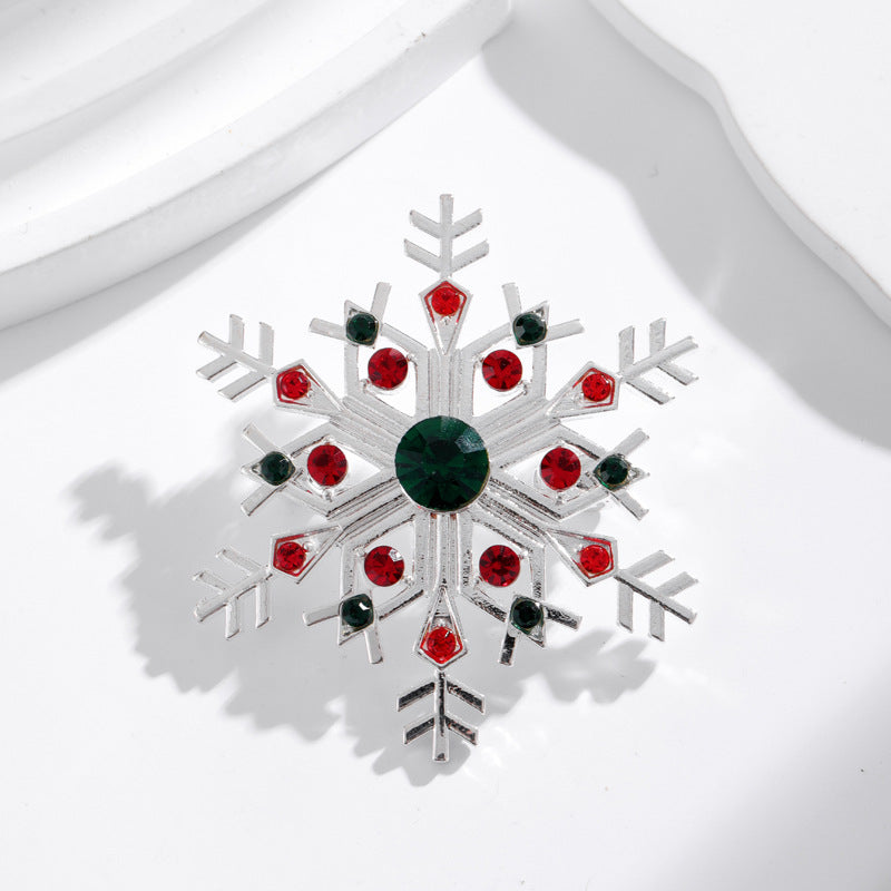 Christmas Rhinestone Snowflake Brooch Christmas Gift Festive Accessory